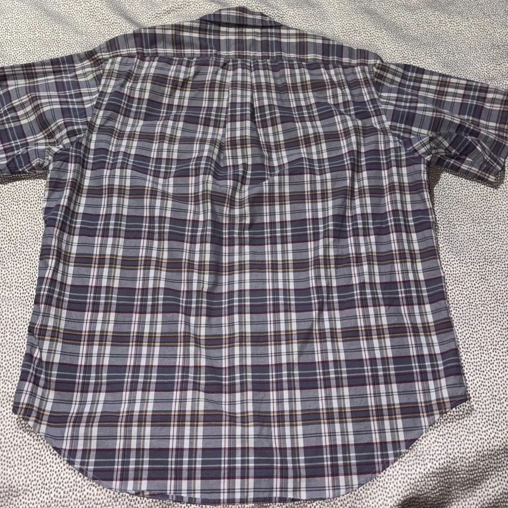 VTG Polo Ralph Lauren Jeans Large 100%‎ Cotton Gray Plaid Button Down Shirt